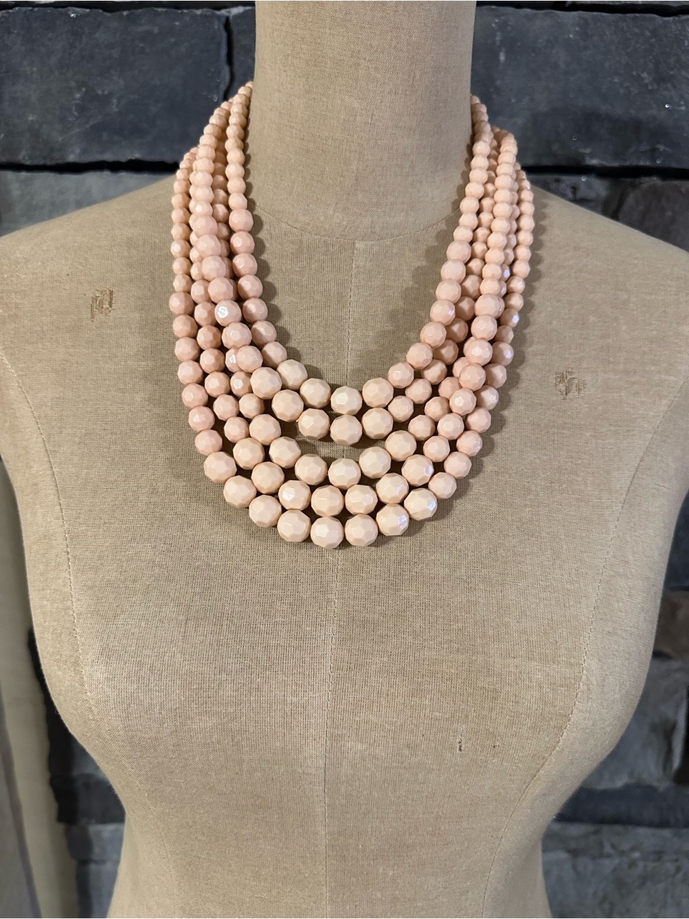 Multi-Strand Peach Beaded Necklace - Women Jewelry